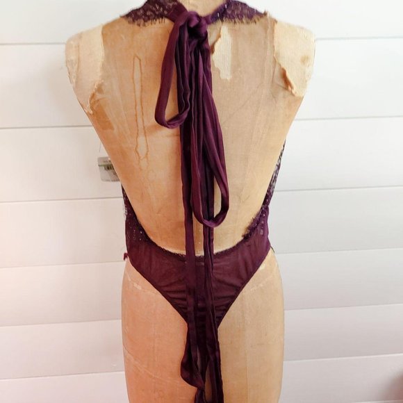 Free People Show Off Bodysuit in Fig Combo NEW - Picture 5 of 8